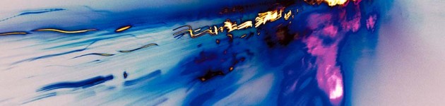 blue mauve colorful lines streaks, abstract photograph, 11:30pm, 2002 by William Oldacre