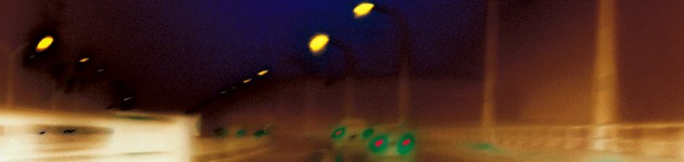 orange blue colorful lines streaks, abstract photograph, late rain II, 2002 by William Oldacre