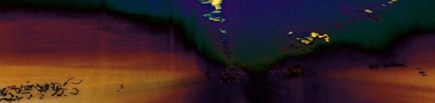 orange blue green colorful lines streaks, abstract photograph, late rain I, 2002 by William Oldacre