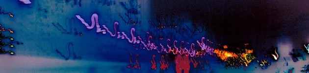 turquoise mauve colorful lines streaks, abstract photograph, last night, 2002 by William Oldacre