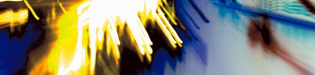 yellow blue colorful lines streaks, abstract photograph, going home, 2002 by William Oldacre