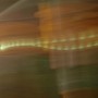 green oscillating line on orange green streaks, 2011, by william oldacre