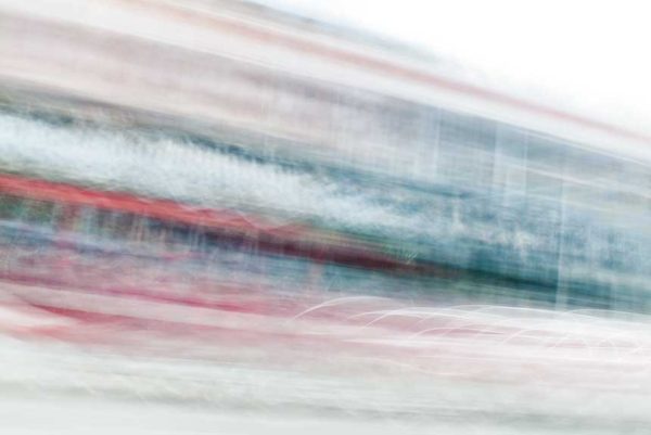 abstract expressionism, city street, urban, movement, motion, red, green, blue, vibrant