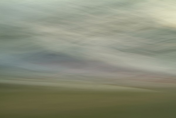 Light Signatures series, day, colour photograph, art, abstract, abstract expressionism, creative, city street, urban, downtown, cityscape, speed, blur, movement, motion, green, pink, muted, streaks, waves, patterns