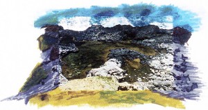 A Priori series, day, colour photograph, art, creative, landscape, yellow, blue, mountains, rocks