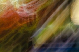 Light Signatures series, day, colour photograph, art, abstract, abstract expressionism, creative, city street, urban, downtown, cityscape, speed, blur, movement, motion, yellow, red, blue, muted, streaks, sweeping, circles, patterns, shapes