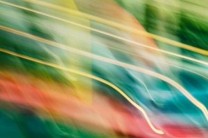 Light Signatures series, day, colour photograph, art, abstract, abstract expressionism, creative, city street, urban, downtown, cityscape, speed, blur, movement, motion, green, oragne, pink, yellow, muted, streaks, , patterns