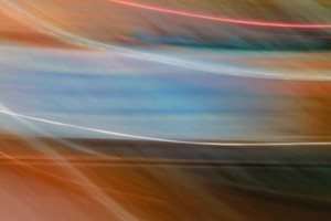 Light Signatures series, day, colour photograph, art, abstract, abstract expressionism, creative, city street, urban, downtown, cityscape, speed, blur, movement, motion, blue, orange, muted, streaks, patterns
