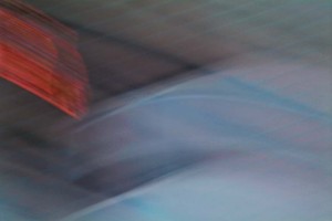 Light Signatures series, day, colour photograph, art, abstract, abstract expressionism, creative, city street, urban, downtown, cityscape, speed, blur, movement, motion, blue, red, muted, sweeping, streaks, layered, patterns
