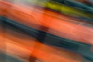 Light Signatures series, day, colour photograph, art, abstract, abstract expressionism, creative, city street, urban, downtown, cityscape, speed, blur, movement, motion, blue, orange, muted, streaks, patterns