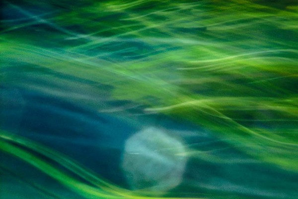 Light Signatures series, day, colour photograph, art, abstract, abstract expressionism, creative, city street, urban, downtown, cityscape, speed, blur, movement, motion, blue, green, muted, streaks, waves, patterns