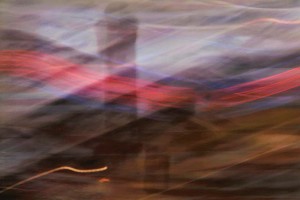 Light Signatures series, day, colour photograph, art, abstract, abstract expressionism, creative, city street, urban, downtown, cityscape, speed, blur, movement, motion, fuchsia, pink, muted, waves, streaks, patterns