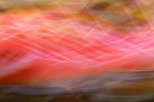 Light Signatures series, day, colour photograph, art, abstract, abstract expressionism, creative, city street, urban, downtown, cityscape, speed, blur, movement, motion, red, pink, yellow, muted, waves, patterns