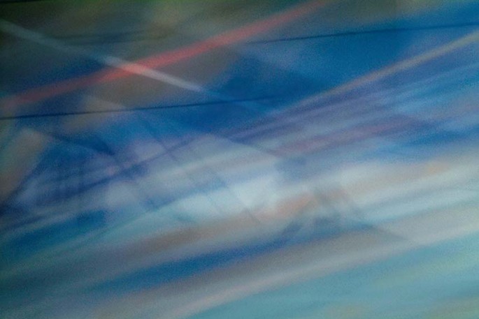 Light Signatures series, day, colour photograph, art, abstract, abstract expressionism, creative, city street, urban, downtown, cityscape, speed, blur, movement, motion, blue, muted, streaks