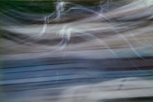 Light Signatures series, day, colour photograph, art, abstract, abstract expressionism, creative, city street, urban, downtown, cityscape, speed, blur, movement, motion, blue, muted, ghostly, streaks, overlapping, wind, patterns