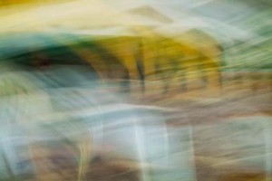 Light Signatures series, day, colour photograph, art, abstract, abstract expressionism, creative, city street, urban, downtown, cityscape, speed, blur, movement, motion, yellow, green, muted, wisps, writing, shapes, patterns