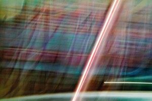 Light Signatures series, day, colour photograph, art, abstract, abstract expressionism, creative, city street, urban, downtown, cityscape, speed, blur, movement, motion, blue, green, fuchsia, muted, streaks, pattern