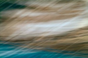 Light Signatures series, day, colour photograph, art, abstract, abstract expressionism, creative, city street, urban, downtown, cityscape, speed, blur, movement, motion, turquoise, blue, tan, muted, streaks, layers, offset, pattern