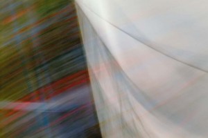 Light Signatures series, day, colour photograph, art, abstract, abstract expressionism, creative, city street, urban, downtown, cityscape, speed, blur, movement, motion, yellow, green, red, muted, streaks, layers, pattern