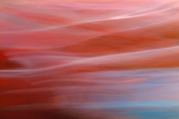 Light Signatures series, day, colour photograph, art, abstract, abstract expressionism, creative, city street, urban, downtown, cityscape, speed, blur, movement, motion, red, blue, pink, muted, streaks, layers, pattern