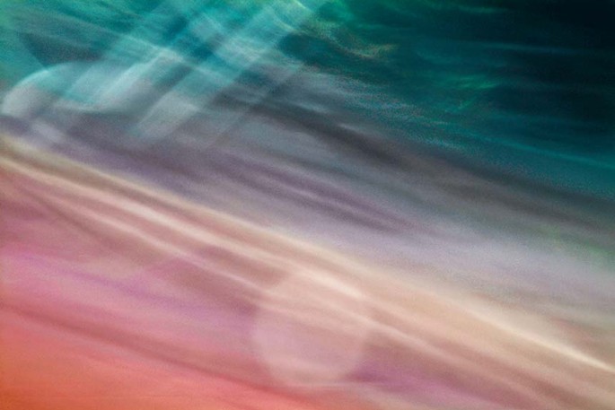 Light Signatures series, day, colour photograph, art, abstract, abstract expressionism, creative, city street, urban, downtown, cityscape, speed, blur, movement, motion, mauve, turquoise, muted, streaks, waves, pattern