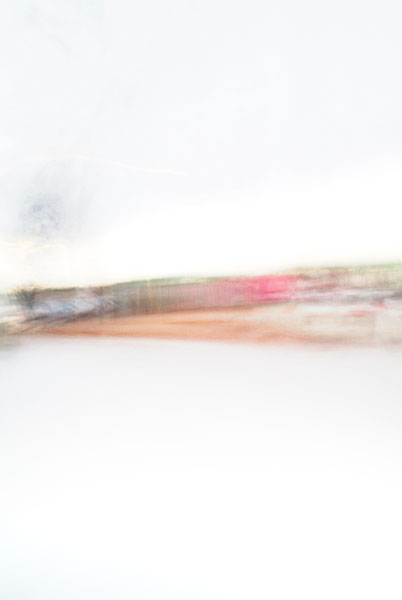 Convergent series, day, colour photograph, art, abstract, abstract expressionism, creative, city street, urban, downtown, cityscape, speed, blur, movement, motion, orange, red, brown, muted, smear, streaks, shape