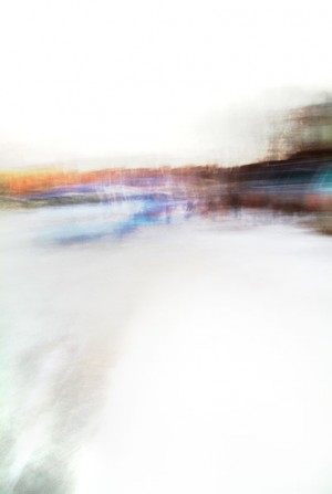 Convergent series, day, colour photograph, art, abstract, abstract expressionism, creative, city street, urban, downtown, cityscape, speed, blur, movement, motion, blue, orange, teal, muted, smear, stripe, streaks, wedges, shape