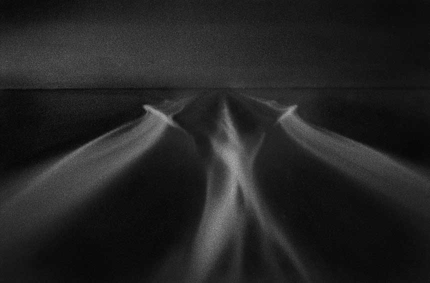 A Priori series, black and white photograph, art, abstract, abstract expressionism, creative, ocean, motion, blur, speed, pattern, streaks, wedge, converging