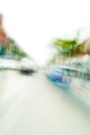 Convergent series, day, colour photograph, art, abstract, abstract expressionism, creative, city street, urban, downtown, cityscape, speed, blur, movement, motion, green, blue, brown, muted, wedge, shape