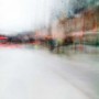 Convergent series, day, colour photograph, art, abstract, abstract expressionism, creative, city street, urban, downtown, cityscape, speed, blur, movement, motion, orange, green, red, vibrant, wedge, shape