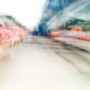 Convergent series, day, colour photograph, art, abstract, abstract expressionism, creative, city street, urban, downtown, cityscape, speed, blur, movement, motion, blue, green, red, orange, vibrant, wedge, shape
