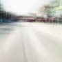 Convergent series, day, colour photograph, art, abstract, abstract expressionism, creative, city street, urban, downtown, cityscape, speed, blur, movement, motion, red, blue, green, vibrant, wedge, shape