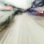 Convergent series, day, colour photograph, art, abstract, abstract expressionism, creative, city street, urban, downtown, cityscape, speed, blur, movement, motion, blue, green, red, vibrant, wedge, shape