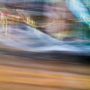 abstract expressionism, city street, urban, movement, motion, brown, blue, mauve, green, vibrant