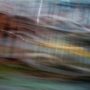 abstract expressionism, city street, urban, movement, motion, red, green, yellow, vibrant