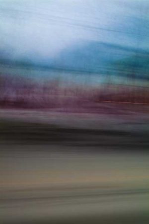 abstract expressionism, city street, urban, movement, motion, blue, mauve, brown, vibrant