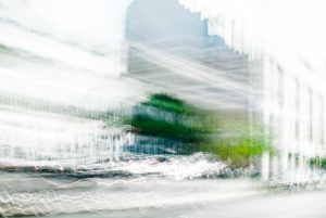 abstract expressionism, city street, urban, movement, motion, blue, green, vibrant